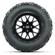 GTW Vortex Matte Black 14 in Wheels with 25x10-14 Barrage Mu - front view