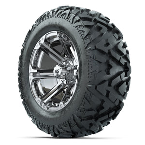 GTW Specter Chrome 14 in Wheels with 25x10-14 Barrage Mud Ti - 3/4 view