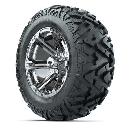 GTW Specter Chrome 14 in Wheels with 25x10-14 Barrage Mud Ti - 3/4 view