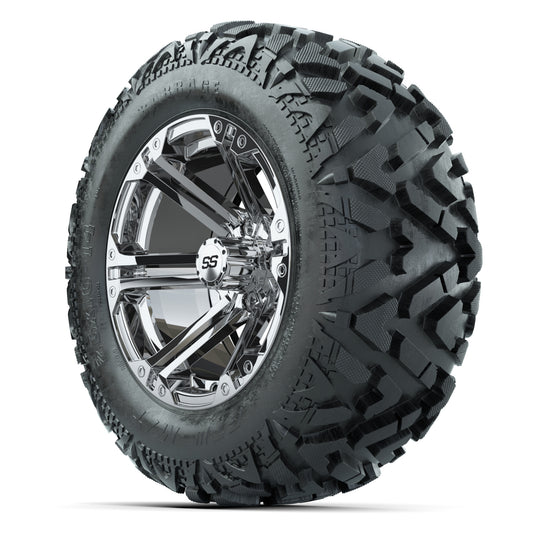 GTW Specter Chrome 14 in Wheels with 25x10-14 Barrage Mud Ti - 3/4 view
