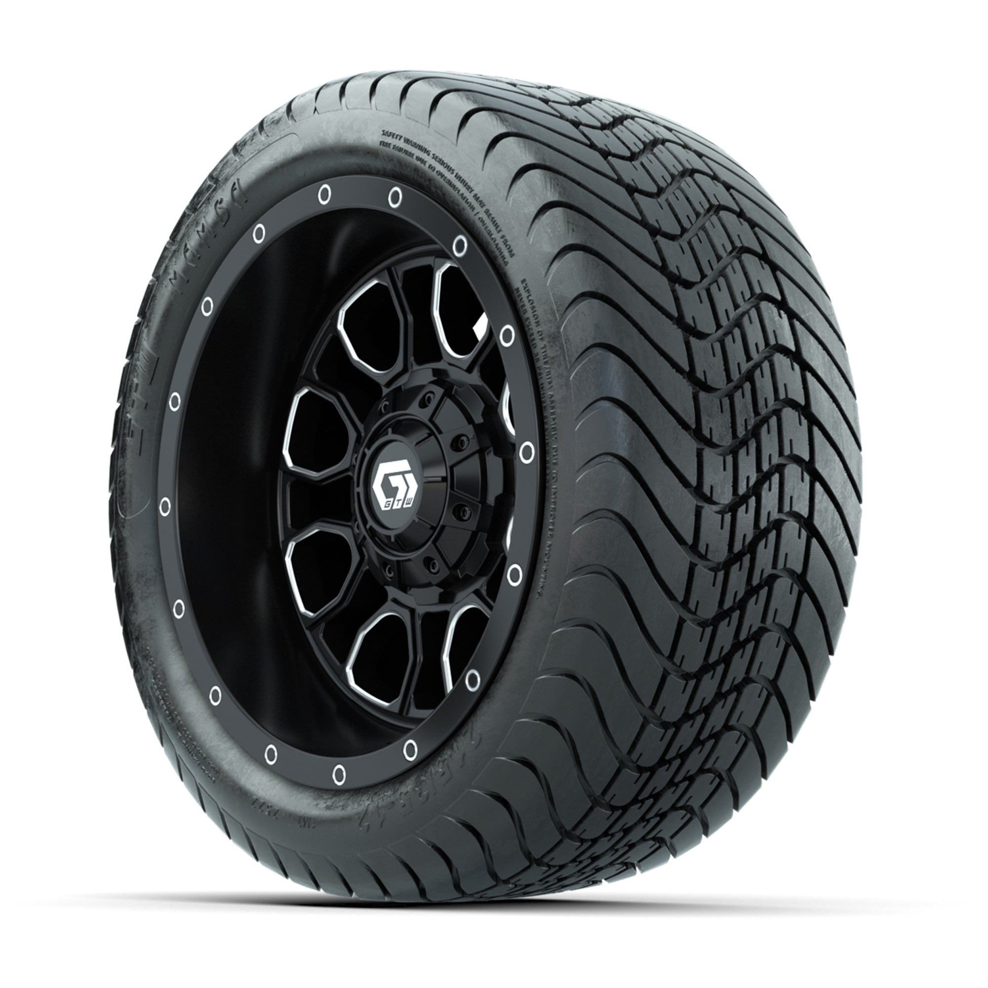 Set of (4) 12 in GTW® Volt Machined & Black Wheels with 215/35-12 Mamba Street Tires
