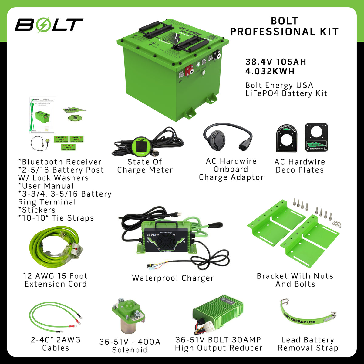 Bolt Energy 38V 105AH Professional Accessory Battery Kit