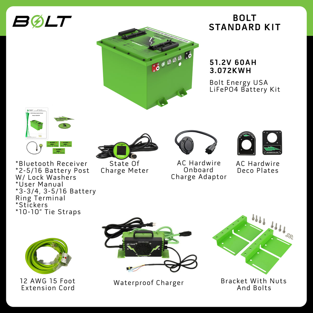 Bolt Energy 51V 60AH Standard Square Accessory Battery Kit