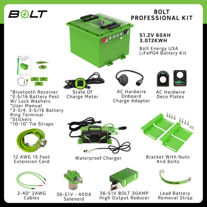 Bolt Energy 51V 60AH Professional Square Accessory Battery Kit