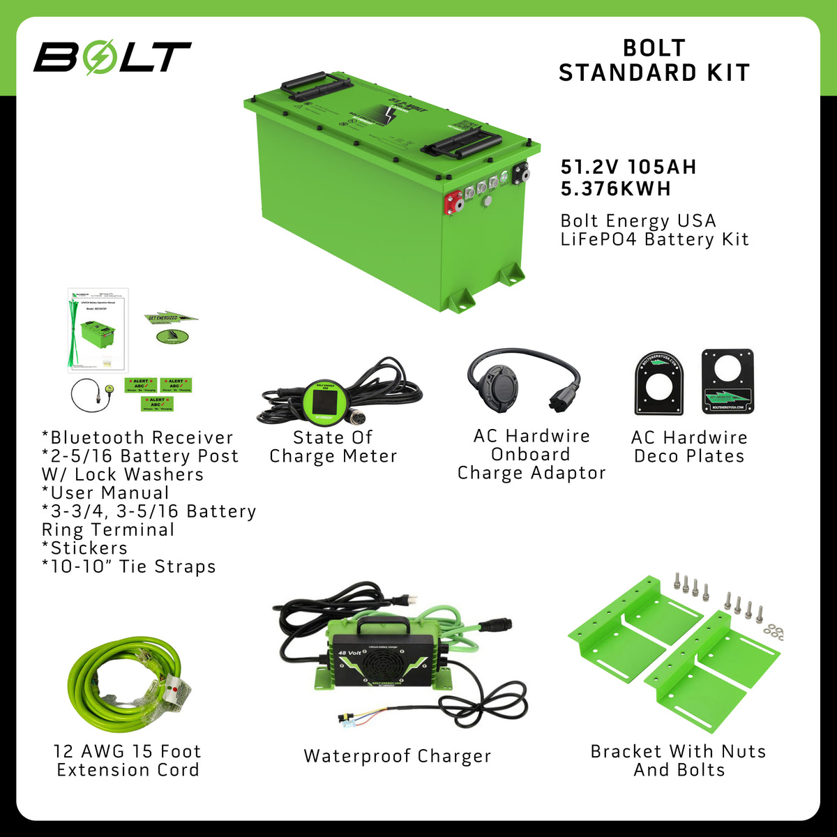 Bolt Energy 51V 105AH Standard Thin Accessory Battery Kit