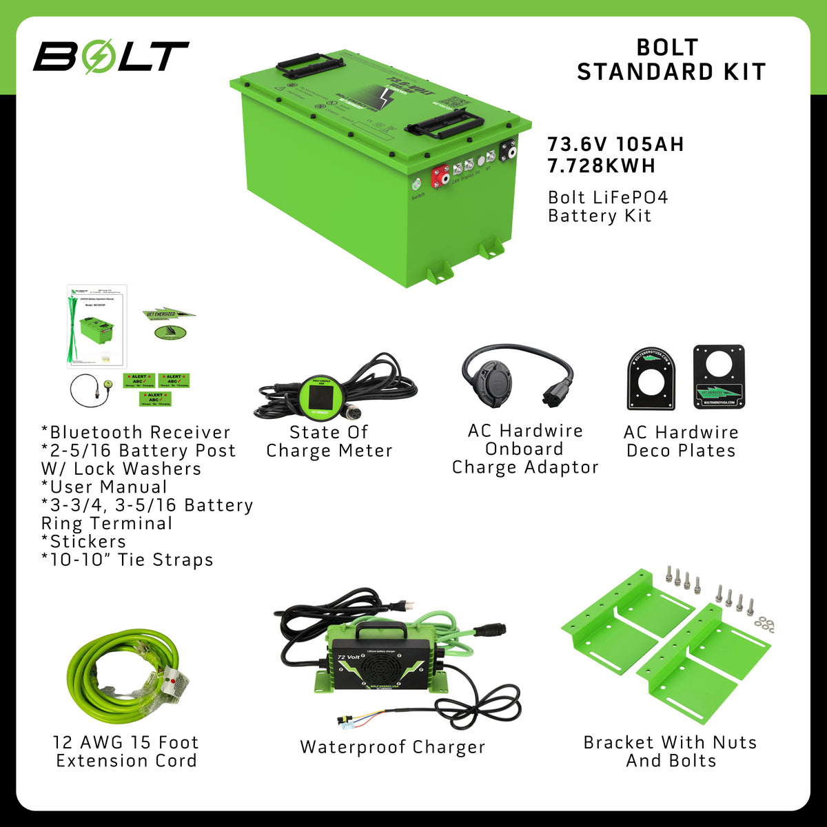 Bolt Energy 74V 105AH Standard Accessory Battery Kit