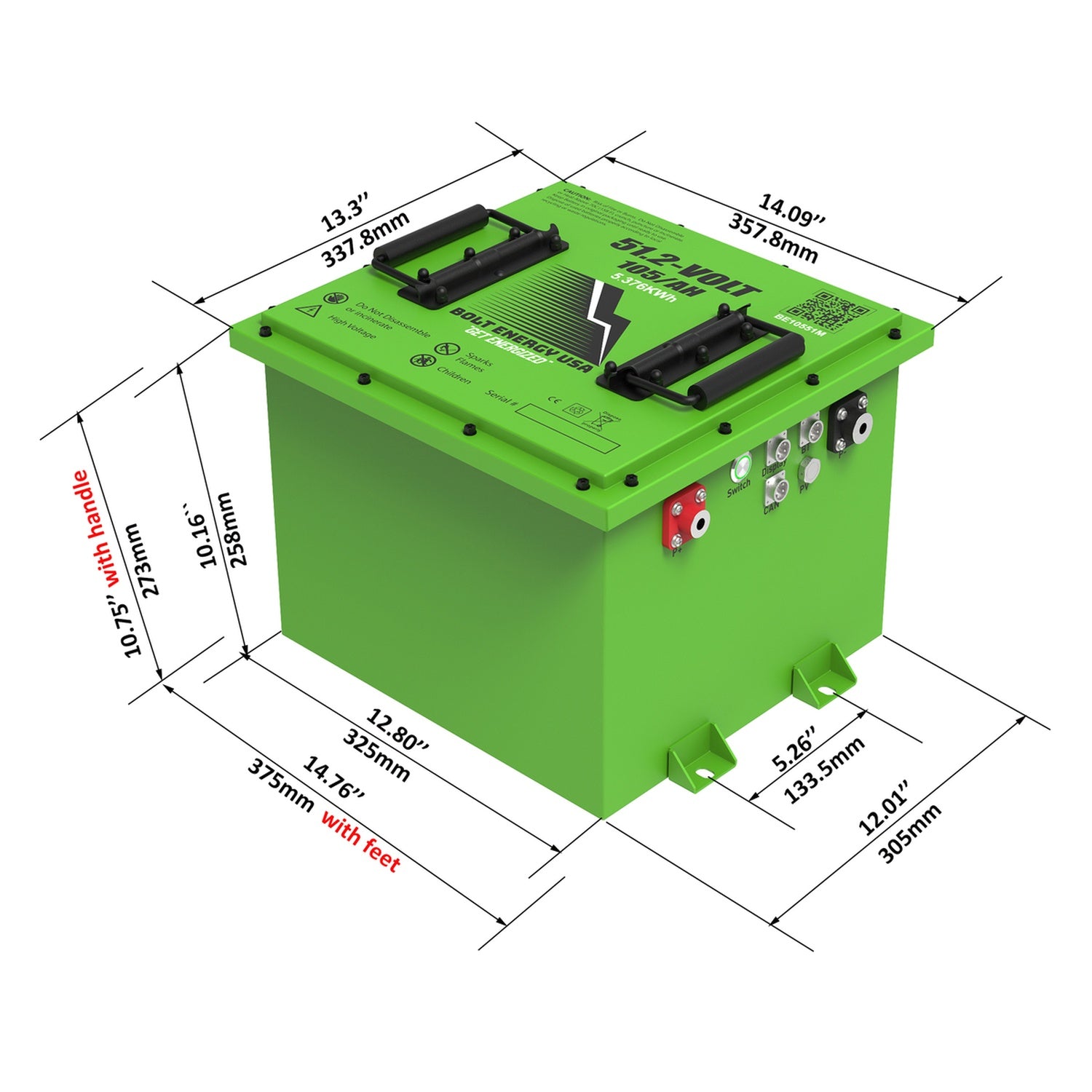Bolt Energy 51V 105AH Lithium Square Battery