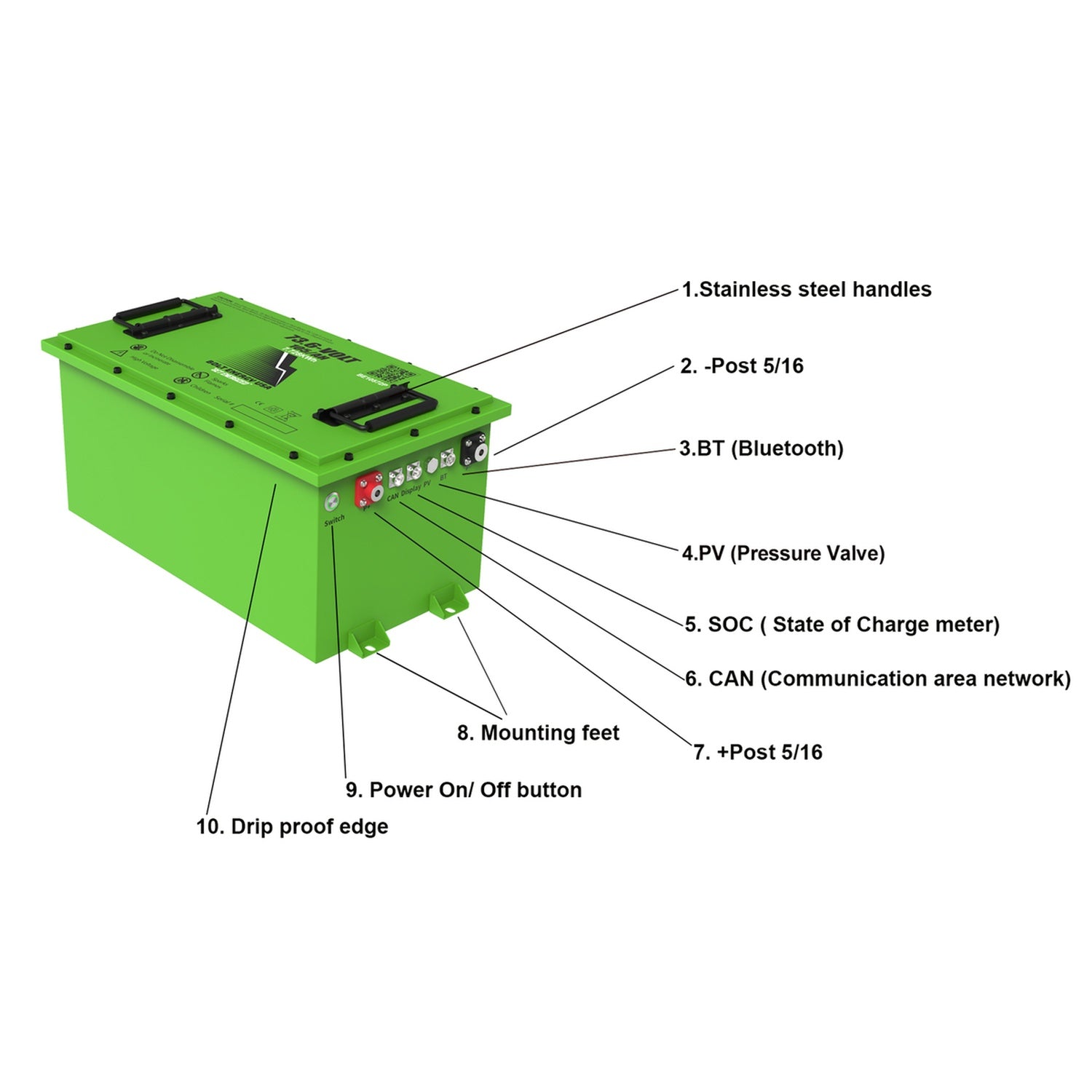 Bolt Energy 74V 105AH Heated Lithium Battery