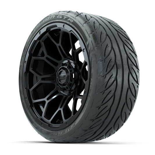 GTW Bravo Matte Black 15 in Wheels with 215/40-R15 Fusion GT - 3/4 view