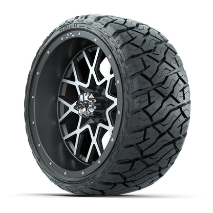 GTW® Vortex Matte Gray/Machined 14 in Wheels with 205/35-R14 - 3/4 view