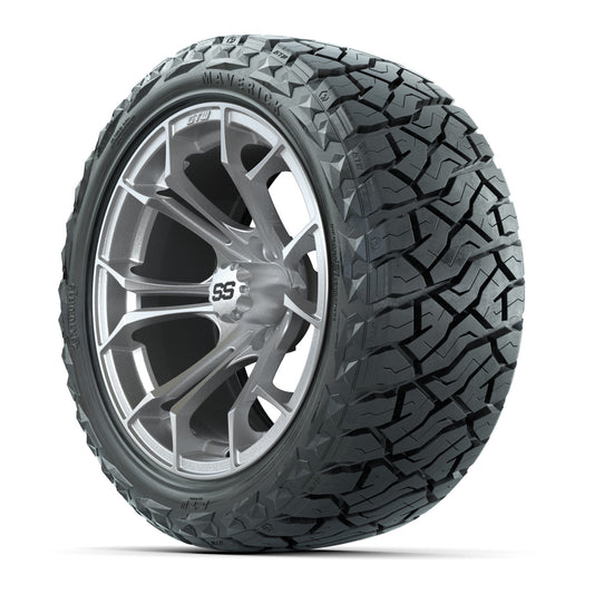 GTW Spyder Silver/Machined 15 in Wheels with 23x10.00-R15 Maverick All-Terrain Tires – Full Set