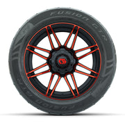 GTW® Stealth Red/Machined 14 in Wheels with 255/45-R14 Fusio - front view
