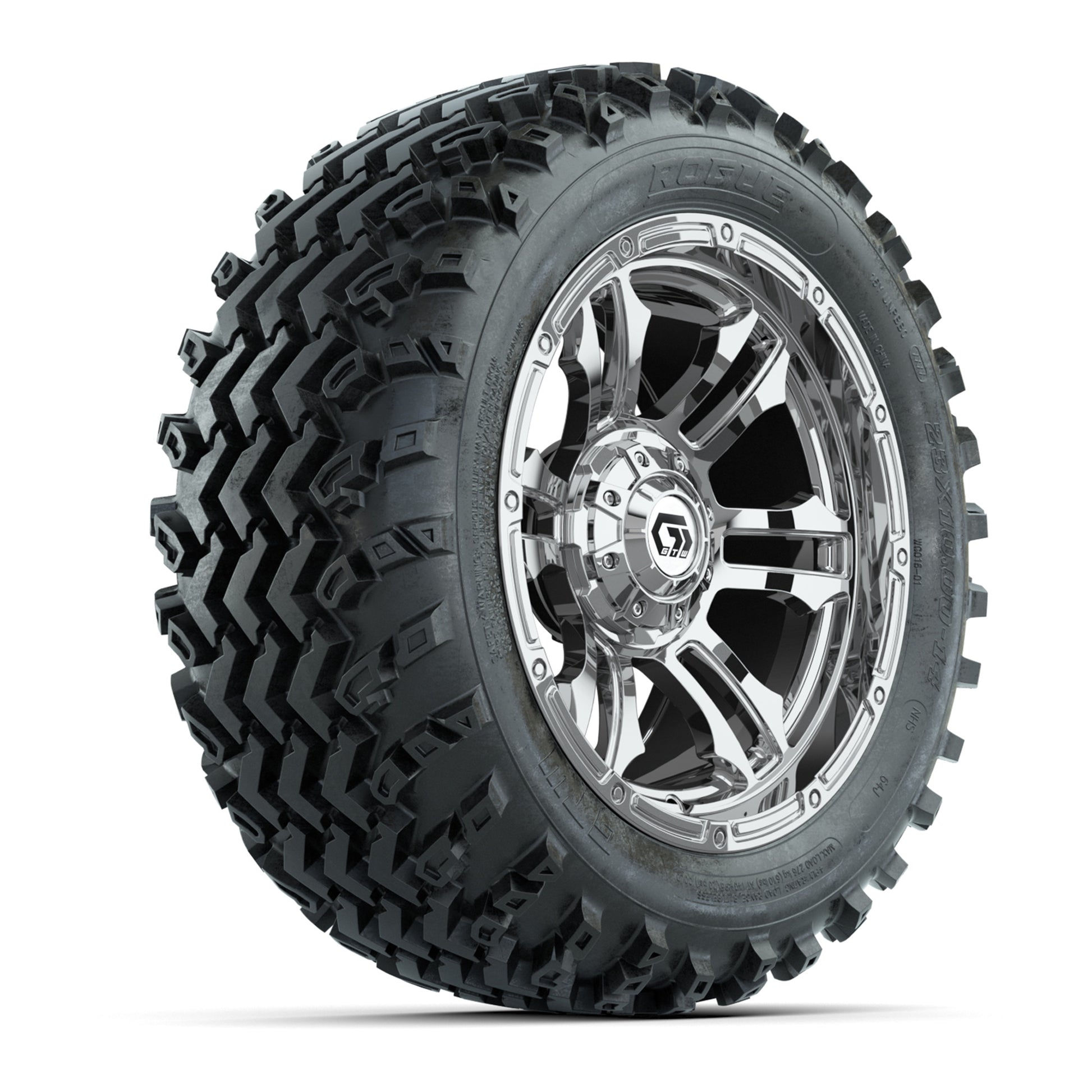 GTW® Shogun Chrome 14 in Wheels with 23X10-14 Rogue All-Terrain Tires – Full Set
