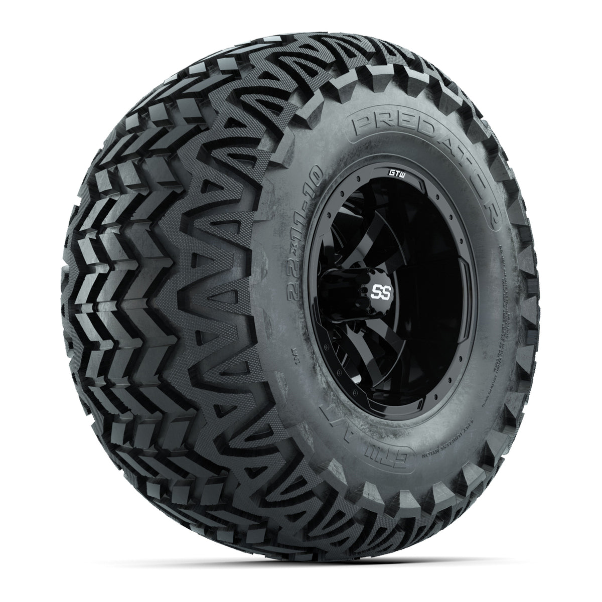 GTW Storm Trooper Black Wheels with 22in Predator A-T Tires - 10 Inch