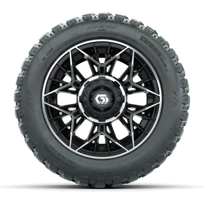 GTW® Stellar Black/Machined 12 in Wheels with 20X10-12 Nomad Steel Belt Radial All-Terrain Tires – Full Set
