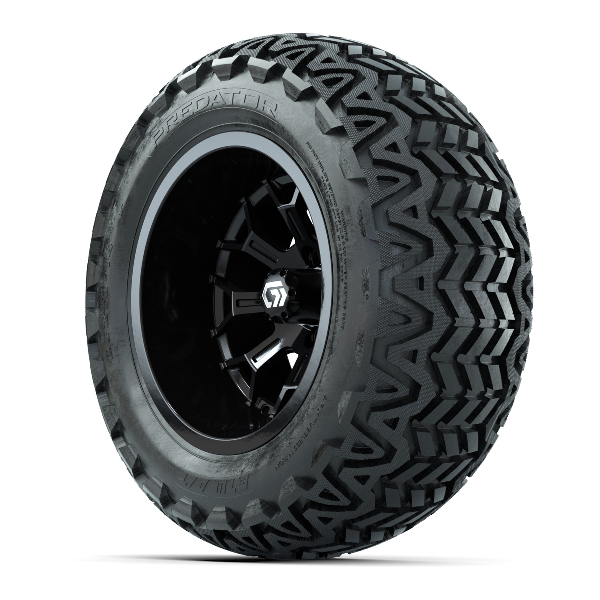 GTW Assault Gloss Black 14 in Wheels with 23X10-14 Predator All-Terrain Tires – Full Set