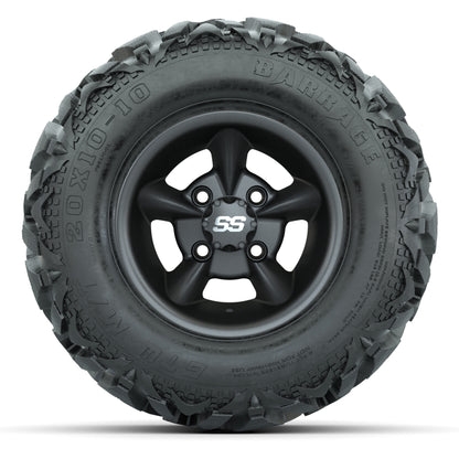 GTW Godfather Matte Gray 10 in Wheels with 20x10-10 Barrage Mud Tires – Full Set