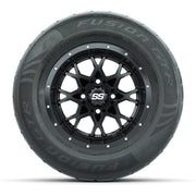 GTW® Vortex 2 Matte Black/Machined 12 in Wheels with 255/55-R12 Fusion GTR Steel Belt Radial Street Tires – Full Set