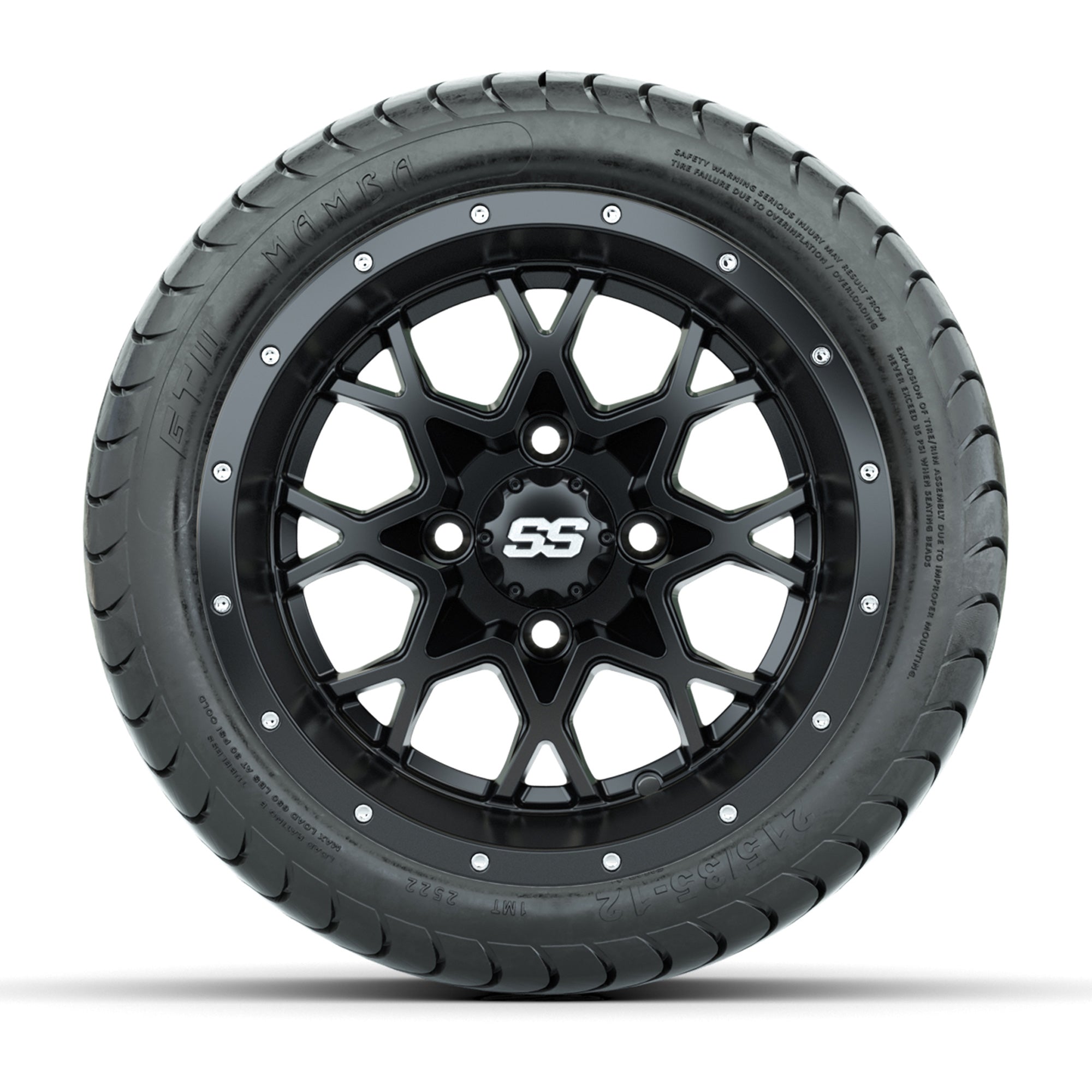Set of (4) 12 in GTW Vortex Wheels with 215/35-12 GTW Mamba Street Tires