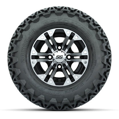 GTW Specter Black and Machined Wheels with 20in Predator A-T Tires - 10 Inch