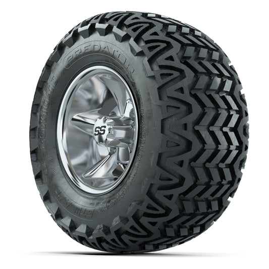 GTW Godfather Chrome 10 in Wheels with 20x10-10 Predator All-Terrain Tires – Full Set