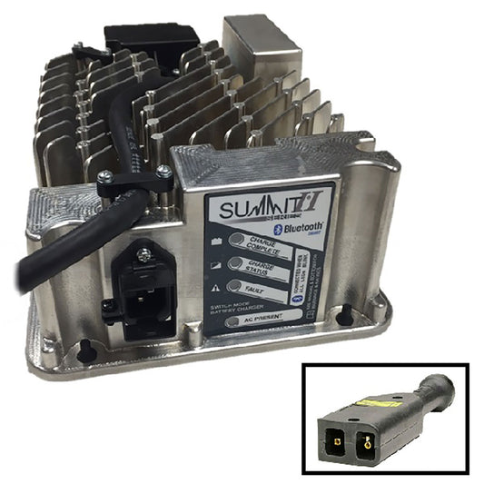 Lester Summit Battery Charger 650W 36/48V With EZGO TXT 36V PowerWise 2-Pin Plug, 8.5 Ft. DC Cord