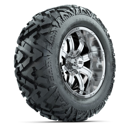 GTW Tempest Chrome 14 in Wheels with 25x10-14 Barrage Mud Tires – Full Set