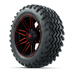GTW® Stealth Red/Machined 14 in Wheels with 23X10-14 Rogue A - 3/4 view