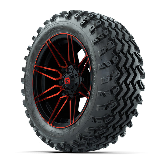 GTW® Stealth Red/Machined 14 in Wheels with 23X10-14 Rogue A - 3/4 view