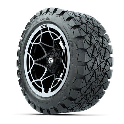 GTW® Nexus Gloss Black/Silver 14 in Wheels with 22x10-14 Tim - 3/4 view