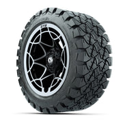 GTW® Nexus Gloss Black/Silver 14 in Wheels with 22x10-14 Tim - 3/4 view