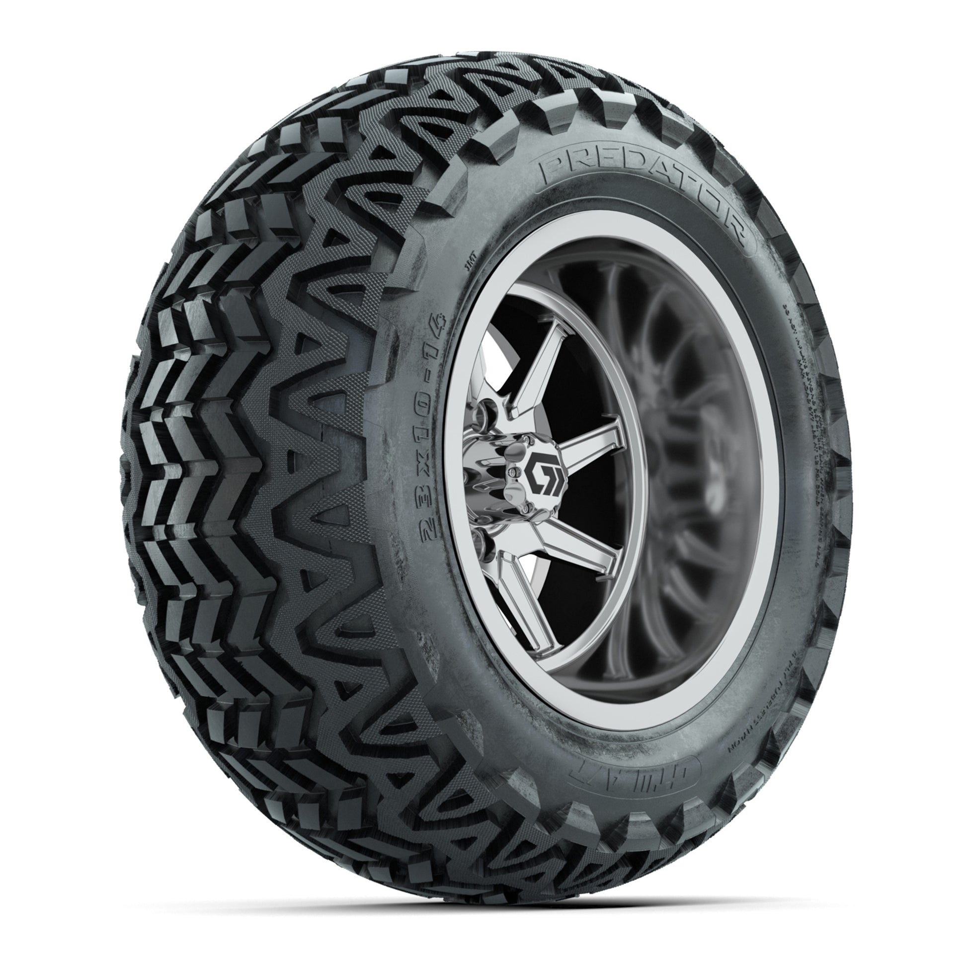 GTW Reaper Chrome 14 in Wheels with 23X10-14 Predator All-Terrain Tires – Full Set