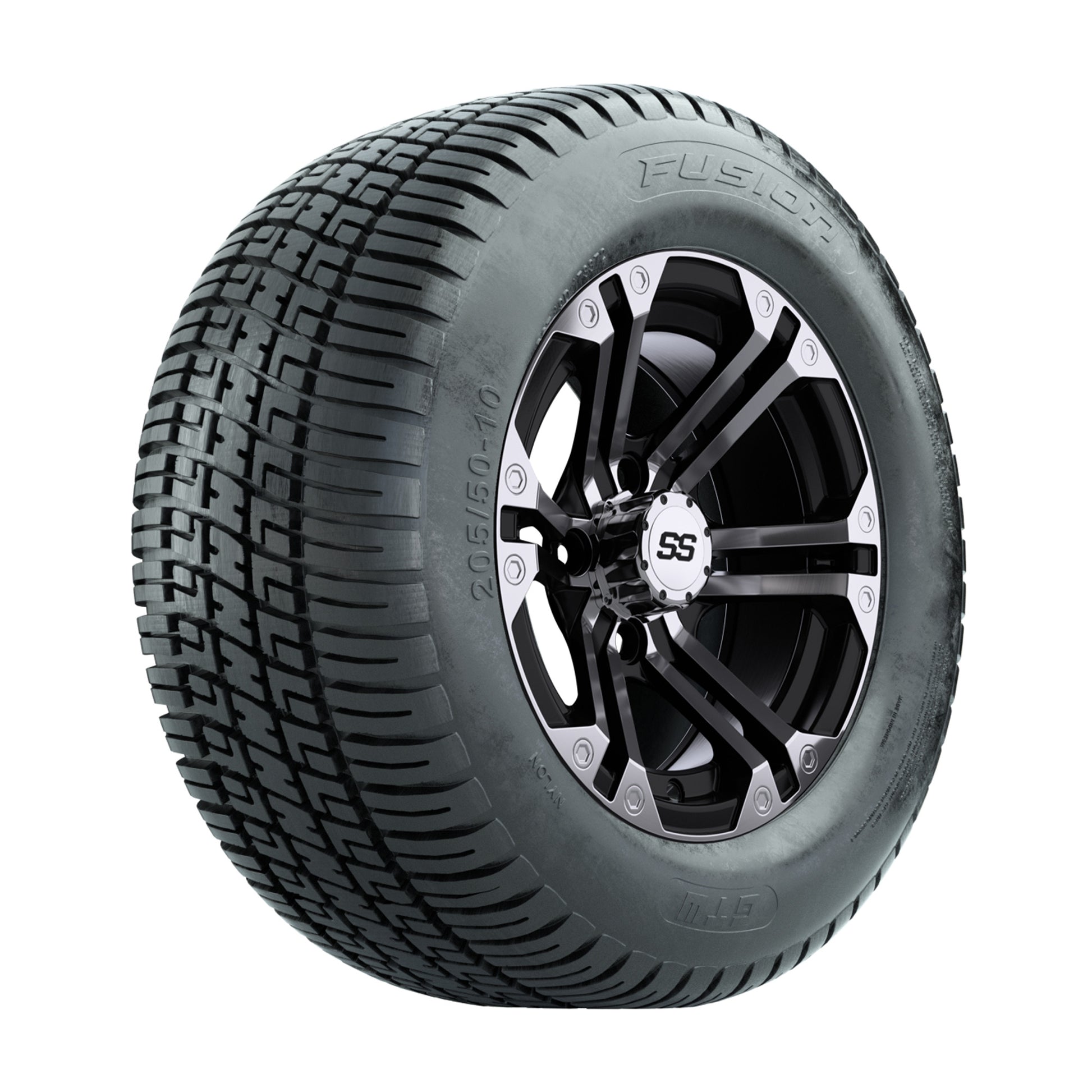 10" GTW Specter Black and Machined Wheels with Fusion Street Tires – Set of 4