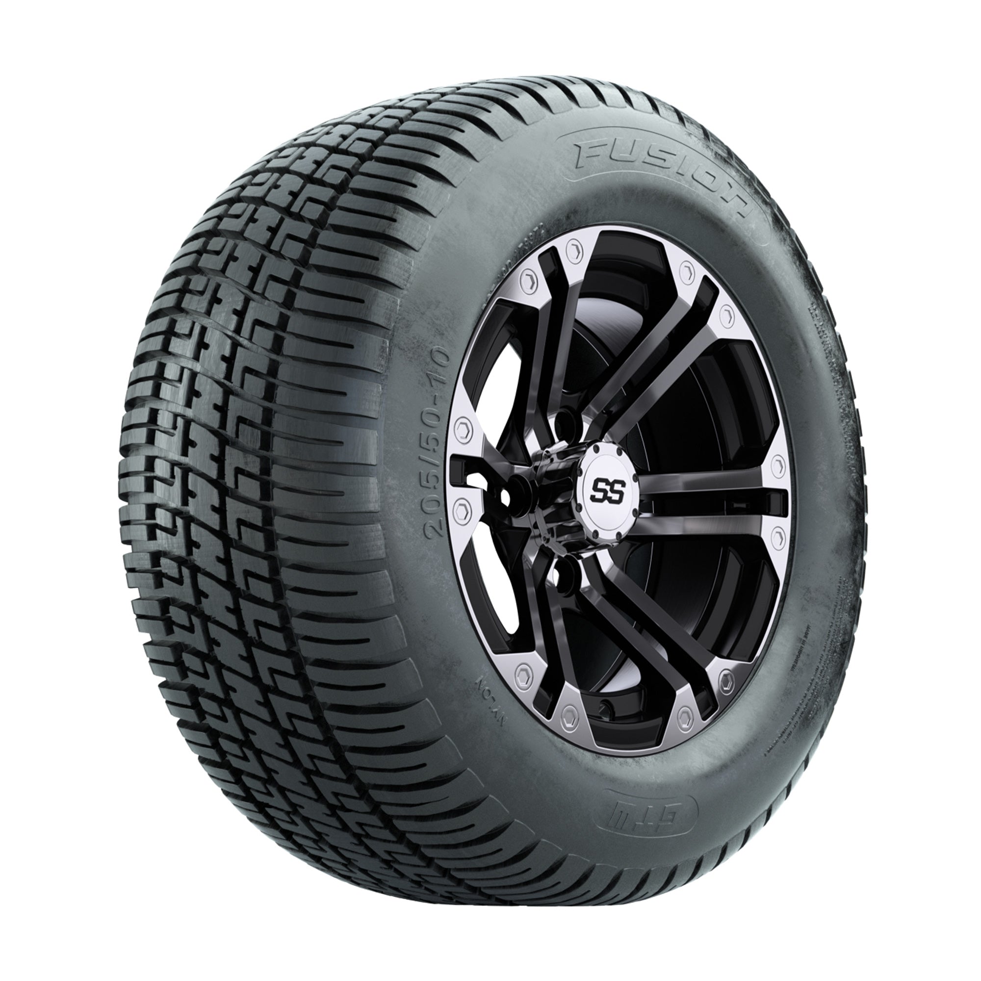10" GTW Specter Black and Machined Wheels with Fusion Street Tires – Set of 4