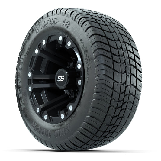 GTW Specter Matte Black 10 in Wheels with 205/50-10 Kenda Pro Tour Street Tires – Full Set