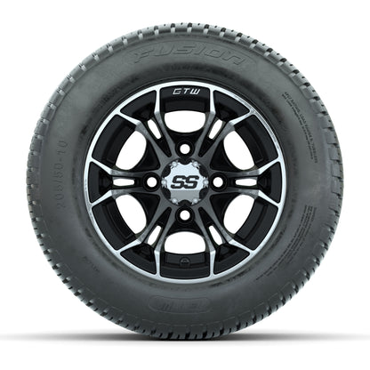 GTW Spyder Machined/Black 10 in Wheels with 205/50-10 Fusion Street Tires – Full Set