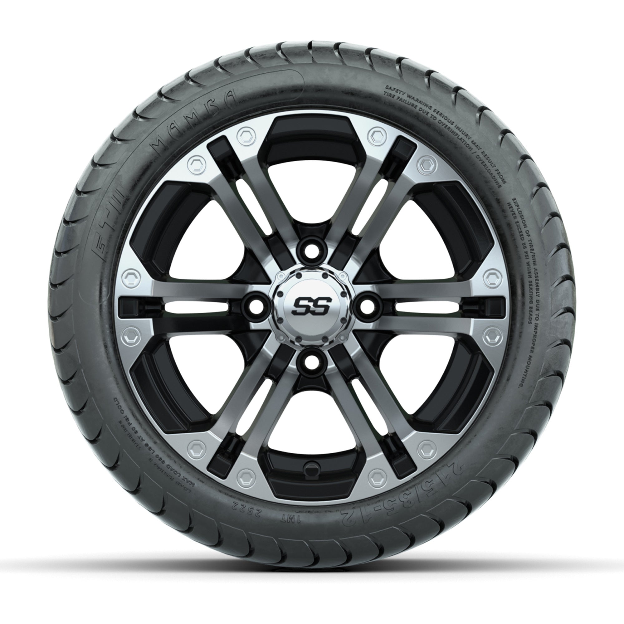 12" GTW Specter Black and Machined Wheels with 18" Mamba Street Tires – Set of 4