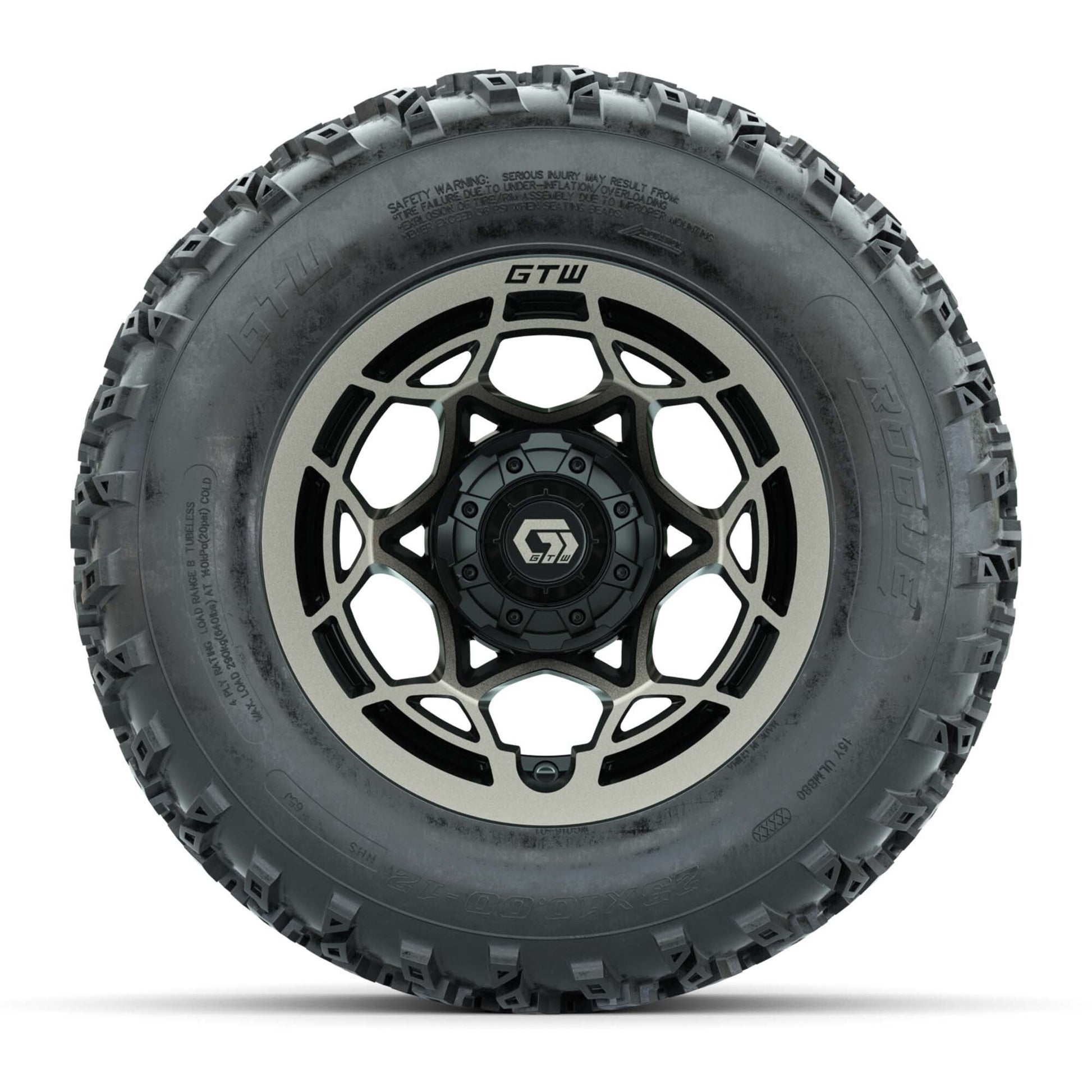 GTW® Nexus Black/Bronze 12 in Wheels with 23X10.00-12 Rogue All-Terrain Tires – Full Set