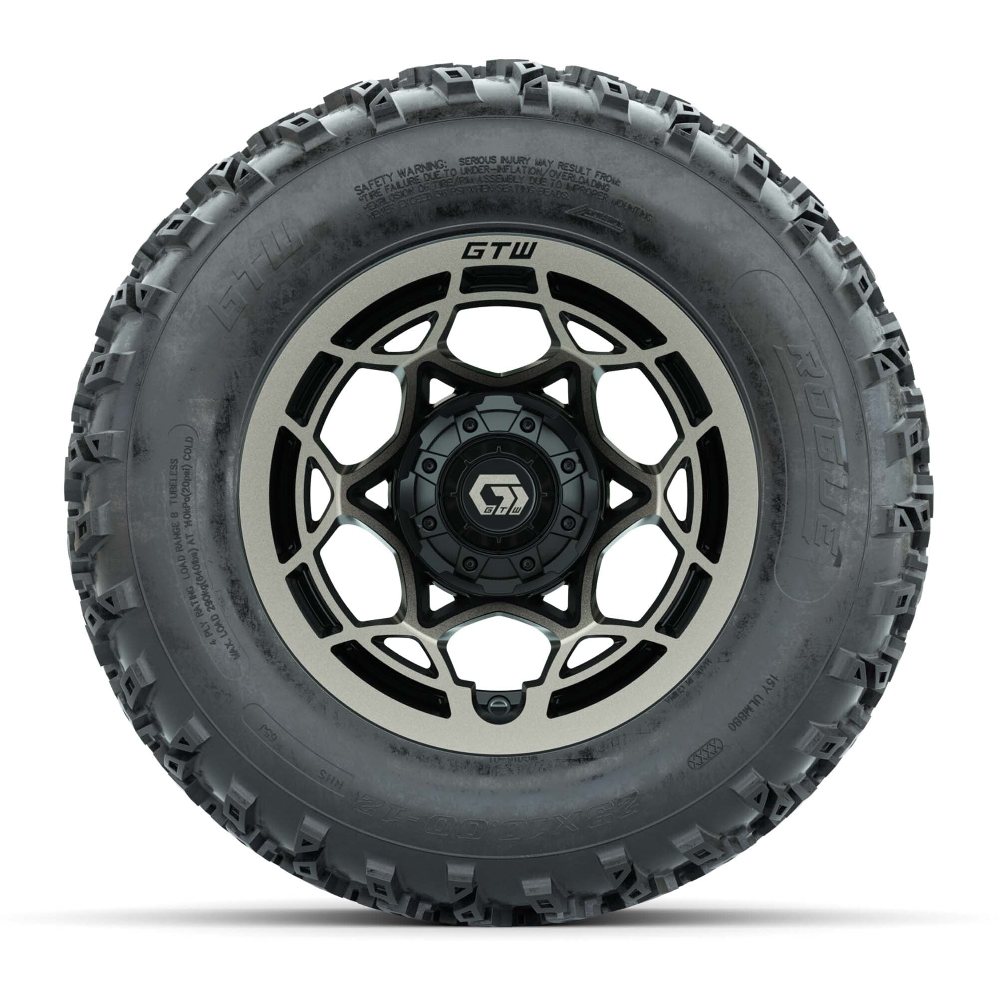 GTW® Nexus Black/Bronze 12 in Wheels with 23X10.00-12 Rogue All-Terrain Tires – Full Set