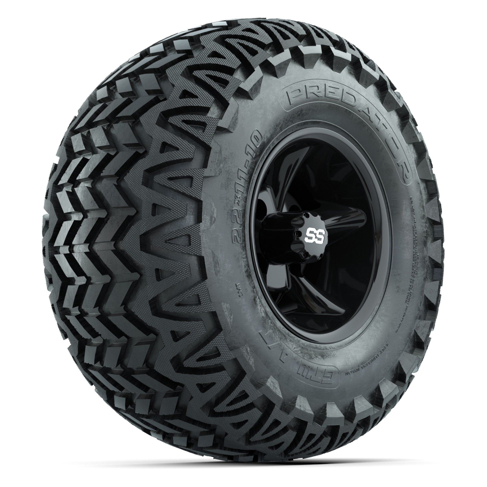 GTW Godfather Black 10 in Wheels with 22x11-10 Predator All-Terrain Tires – Full Set