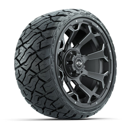 GTW® Raven Matte Gray/Ball Milled 14 in Wheels with 205/35-R14 Maverick Low-Profile All-Terrain Tires – Full Set