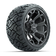 GTW® Raven Matte Gray/Ball Milled 14 in Wheels with 205/35-R14 Maverick Low-Profile All-Terrain Tires – Full Set