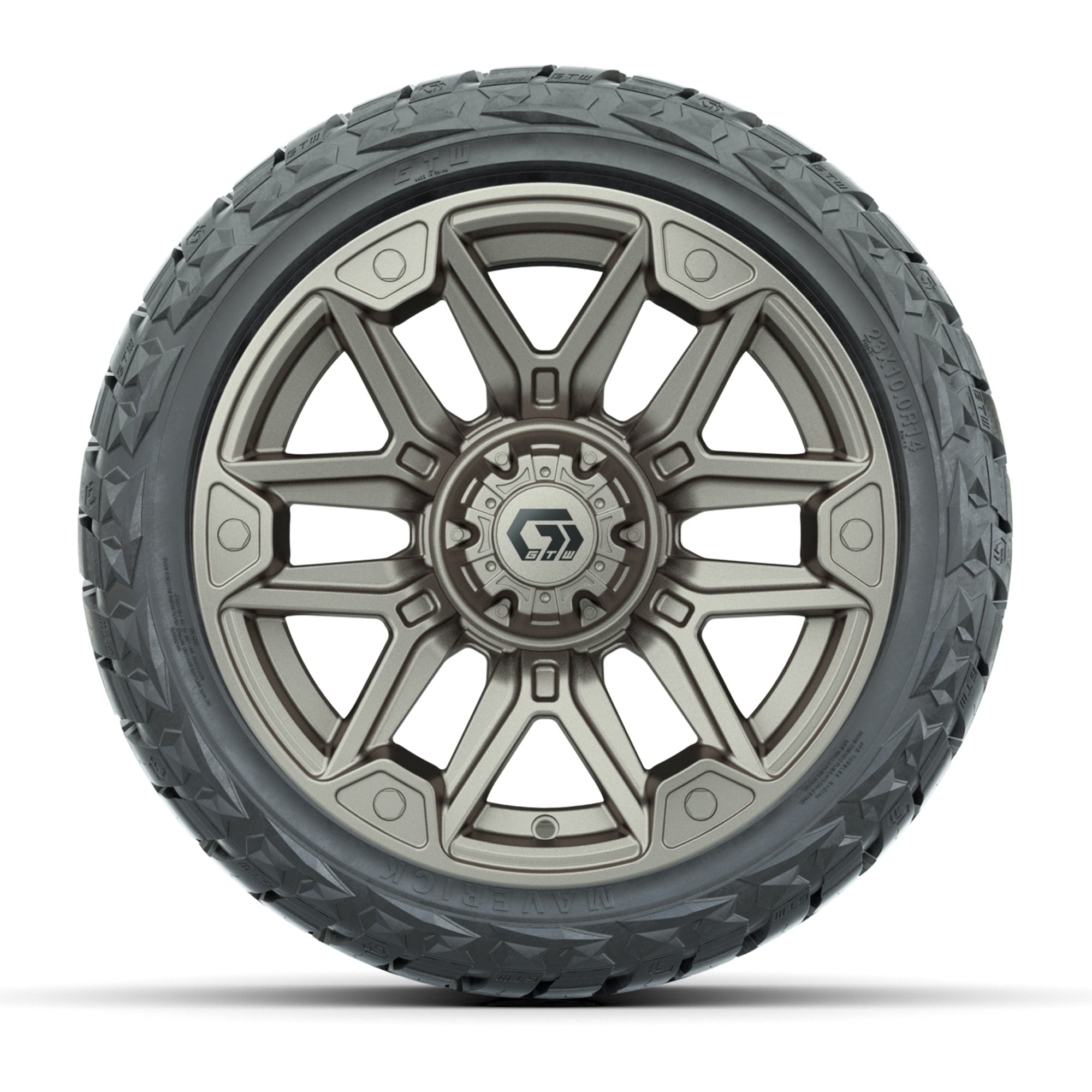 GTW Graffiti Satin Bronze/Black 14 in Wheels with 23x10.00-R - 3/4 view