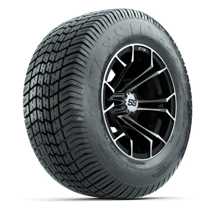GTW® Spyder Black/Machined 12 in Wheels with 255/50-12 Excel Classic Street Tires – Full Set
