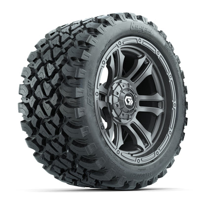 GTW® Shogun Gunmetal 14 in Wheels with 23X10-R14 Nomad Steel Belt Radial All-Terrain Tires – Full Set