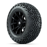 GTW® Diablo Gloss Black/Machined 14 in Wheels with 23x10-14  - 3/4 view