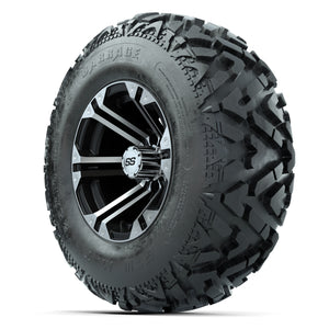 GTW® Specter Black/Machined 12 in Wheels with 25X10-12 Barrage Mud Tires – Full Set