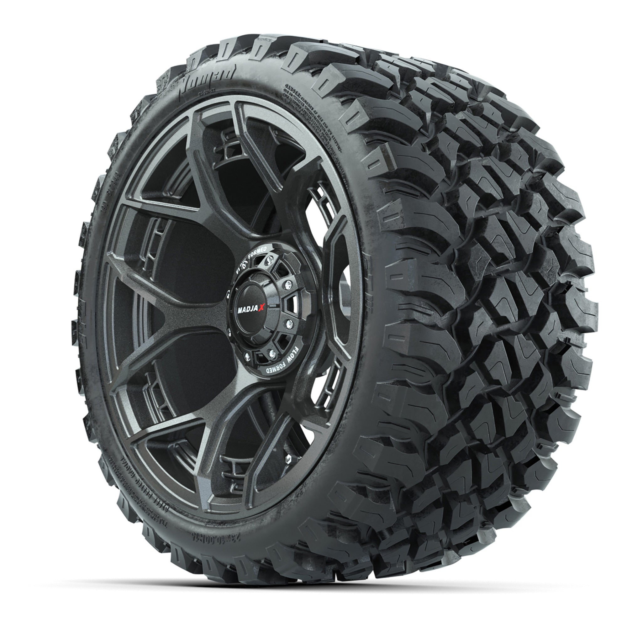 Set of (4) 15" MadJax® Flow Form Evolution Gunmetal Wheels with GTW® Nomad Off Road Tires