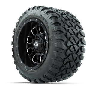 Set of (4) 12 in GTW® Volt Machined & Black Wheels with 22x11-R12 Nomad All-Terrain Tires