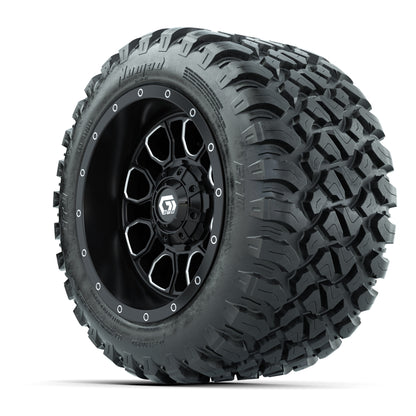 Set of (4) 12 in GTW® Volt Machined & Black Wheels with 22x11-R12 Nomad All-Terrain Tires